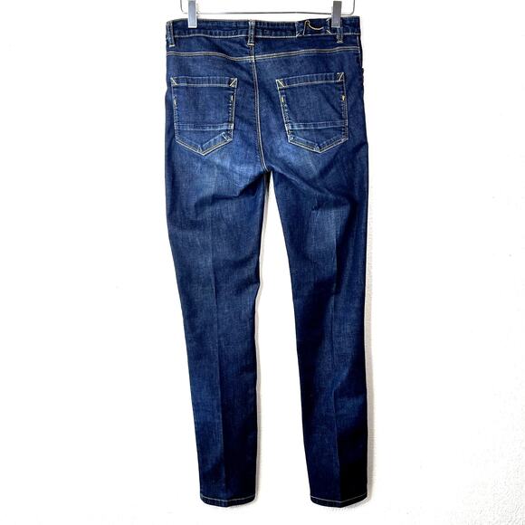 Cotélac Cotelac Dark Wash Skinny Straight Leg Denim Jeans Mid Rise 8 - Picture 2 of 7